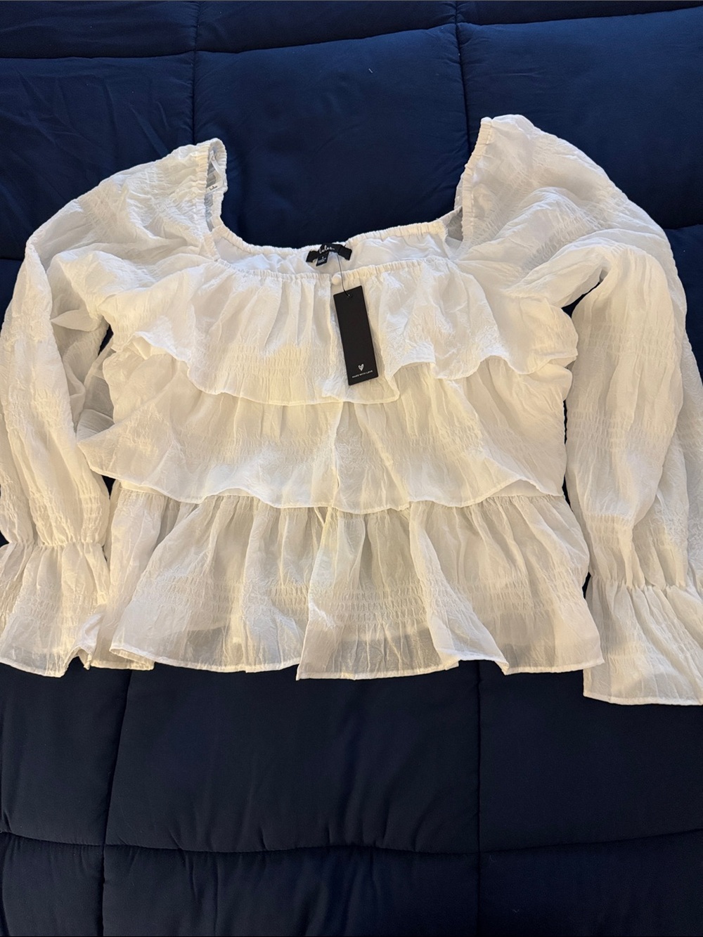 Lulu's White Ruffled Tiered Peasant Top